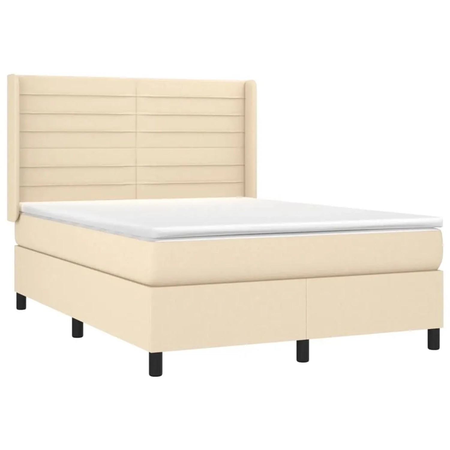 vidaXL Boxspringbett mit Matratze & LED Creme 140x190 cm Stoff 3138394