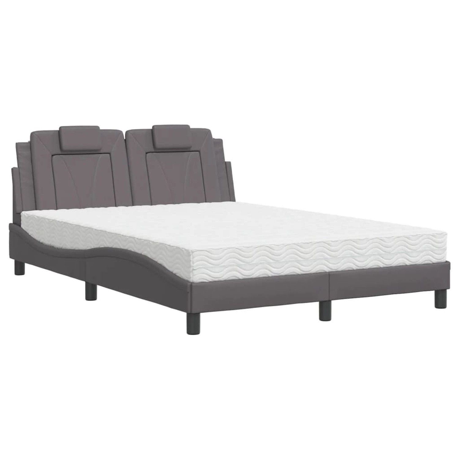 vidaXL Bett mit Matratze Grau 140x190 cm Kunstleder Modell 32011201