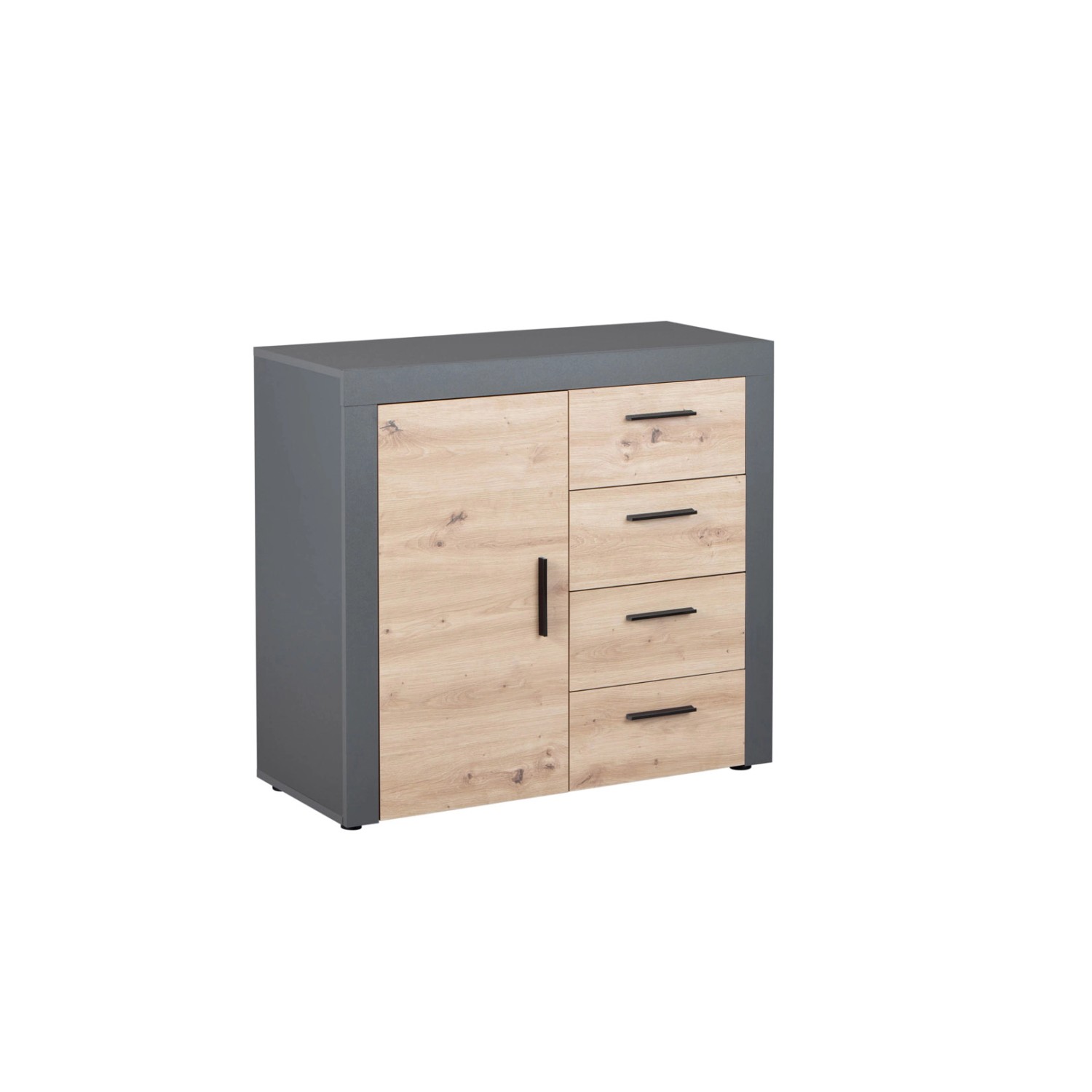 ebuy24 Corbeto1T4S Kommode 4 Schubladen 1 Tür Anthrazit Eiche Artisan Dekor günstig online kaufen