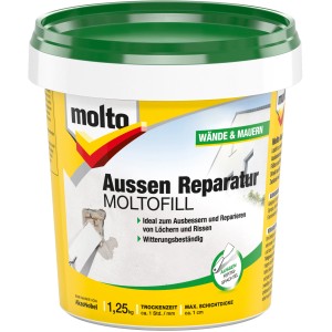 Eimer Molto Reparatur Moltofill Außen-Fertigspachtel 1,25 kg für Wand- und Mauerreparaturen.
