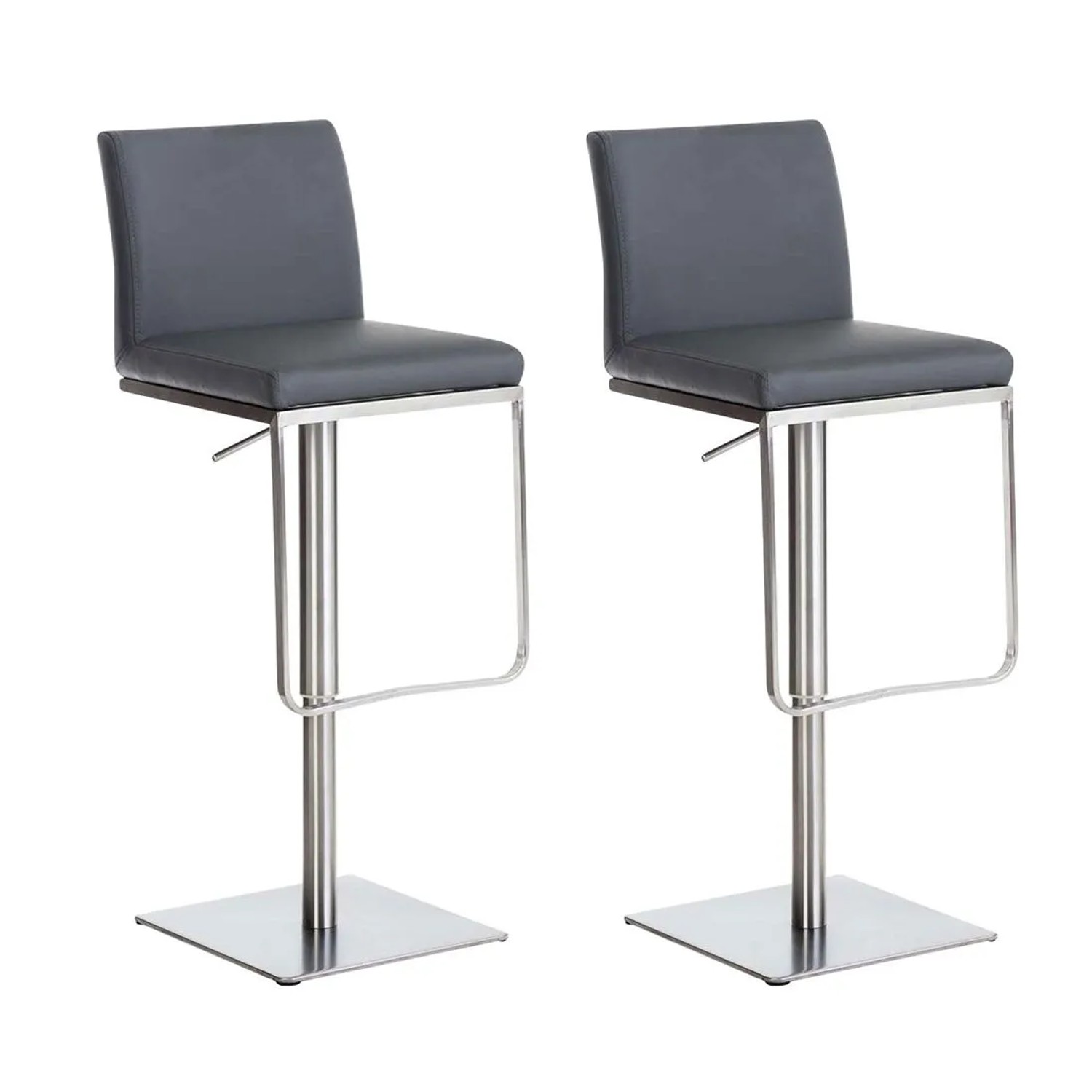 CLP 2er Set Barhocker Panama Kunstlederbezug Grau/Edelstahl