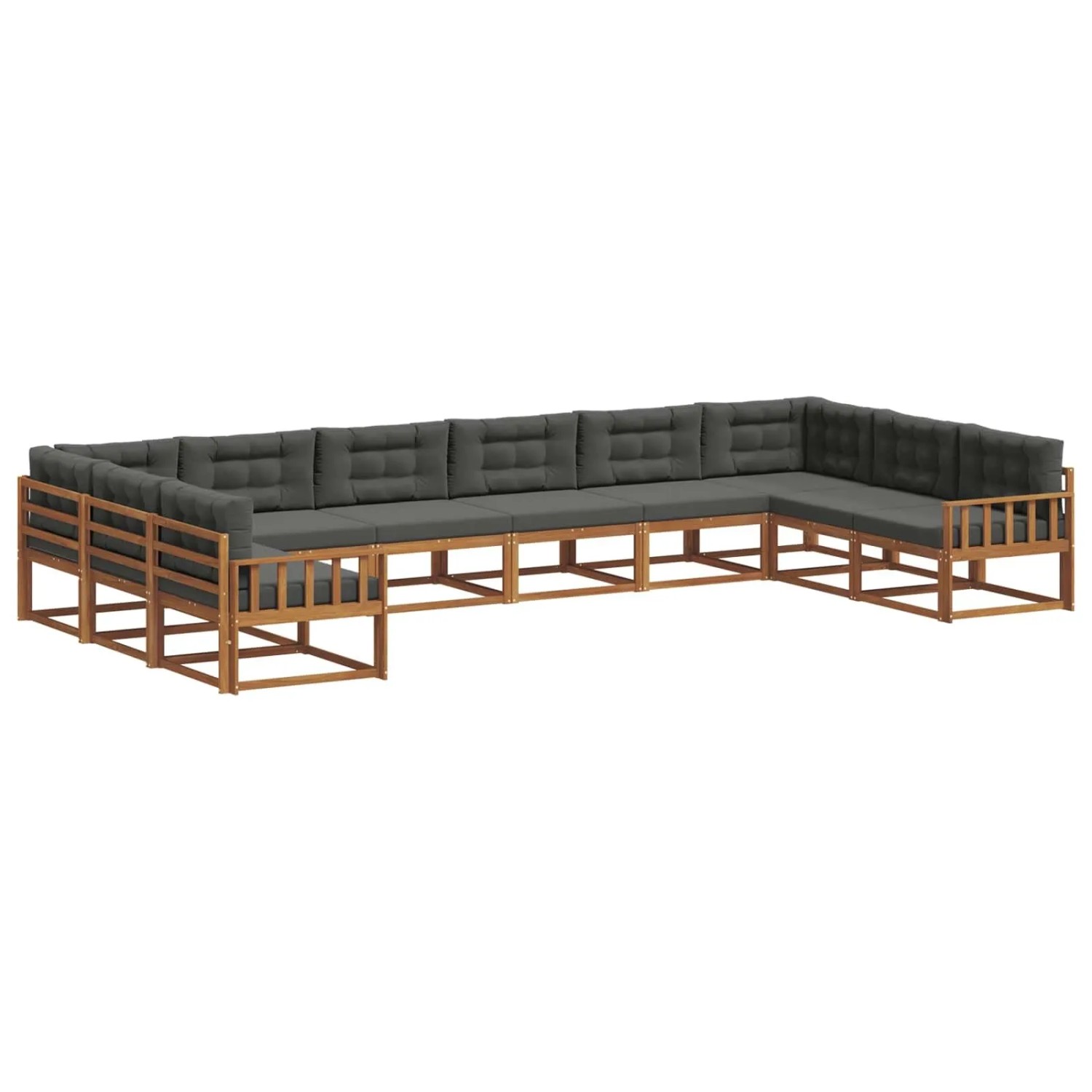 vidaXL Outdoor-Sofagarnitur mit Kissen 10-Tlg Natur und Anthrazit 3368235