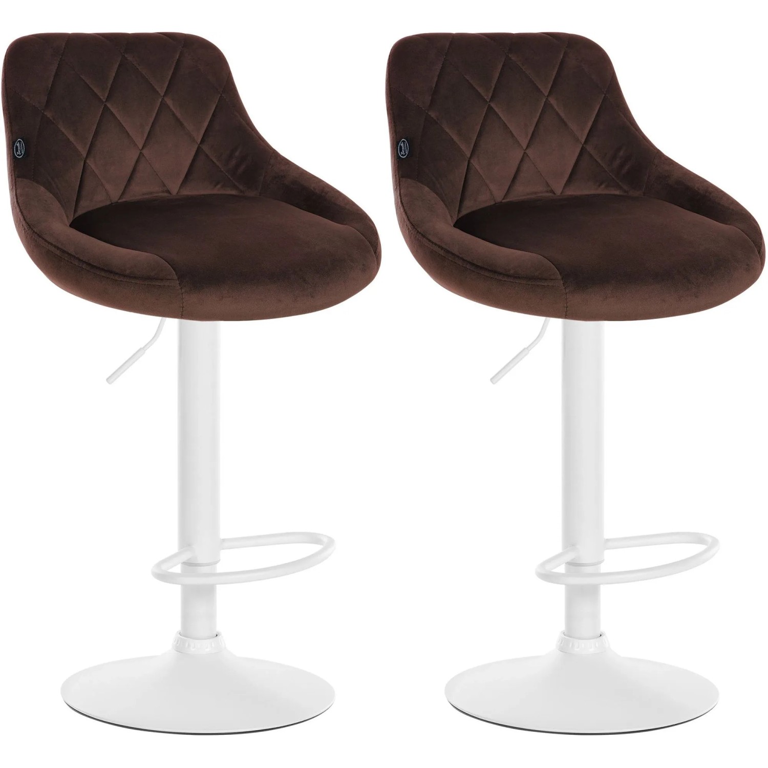 DELUKE 2er Set Barhocker FALON Samt Braun 46x49x83cm Weiß Barstuhl Mit Lehne Drehbar Tresenhocker Tresenstuhl