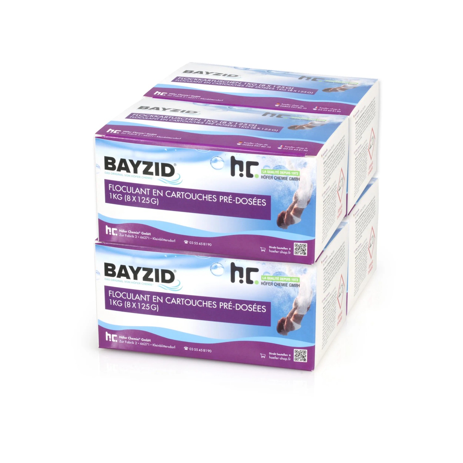 Bayzid Flockkartuschen für Pools, 2 x 1 kg Packung. Flockungsmittel zur einfachen Anwendung im Schwimmbad.