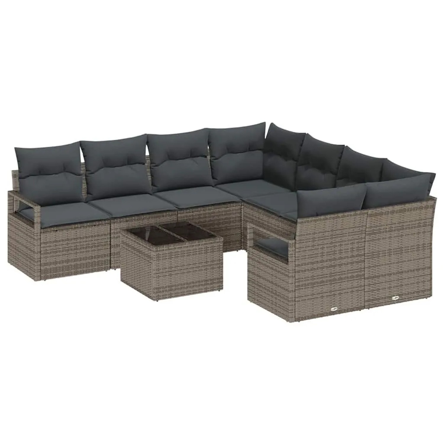 vidaXL Sofa Set mit Kissen 9-Tlg Grau Poly-Rattan 3346319 günstig online kaufen