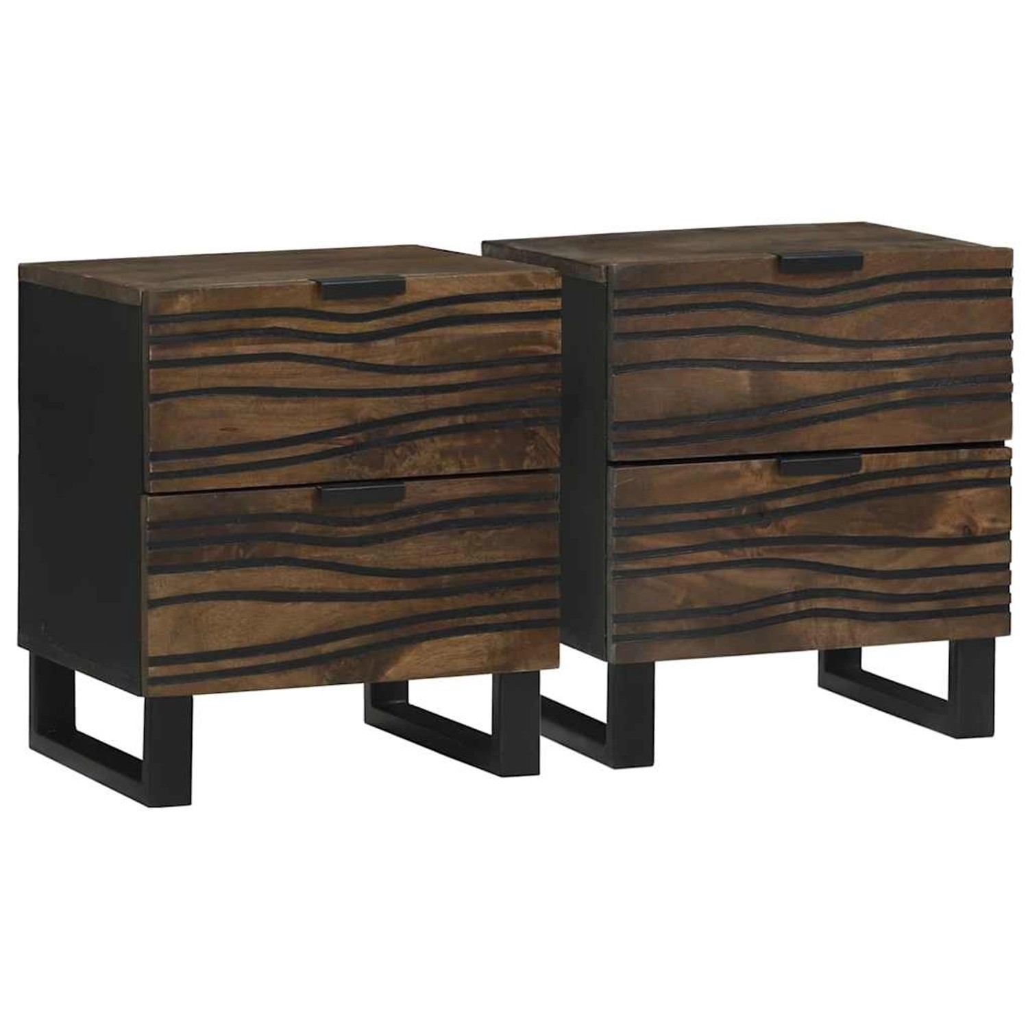 vidaXL Nachttisch 2 Stk Walnuss 40 x 33 x 46 cm Massives Mangoholz 4018007 günstig online kaufen