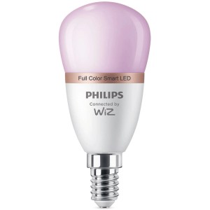 Philips Smart LED-Leuchtmittel E14, Tropfenform, Tunable White & Color, farbig beleuchtet.
