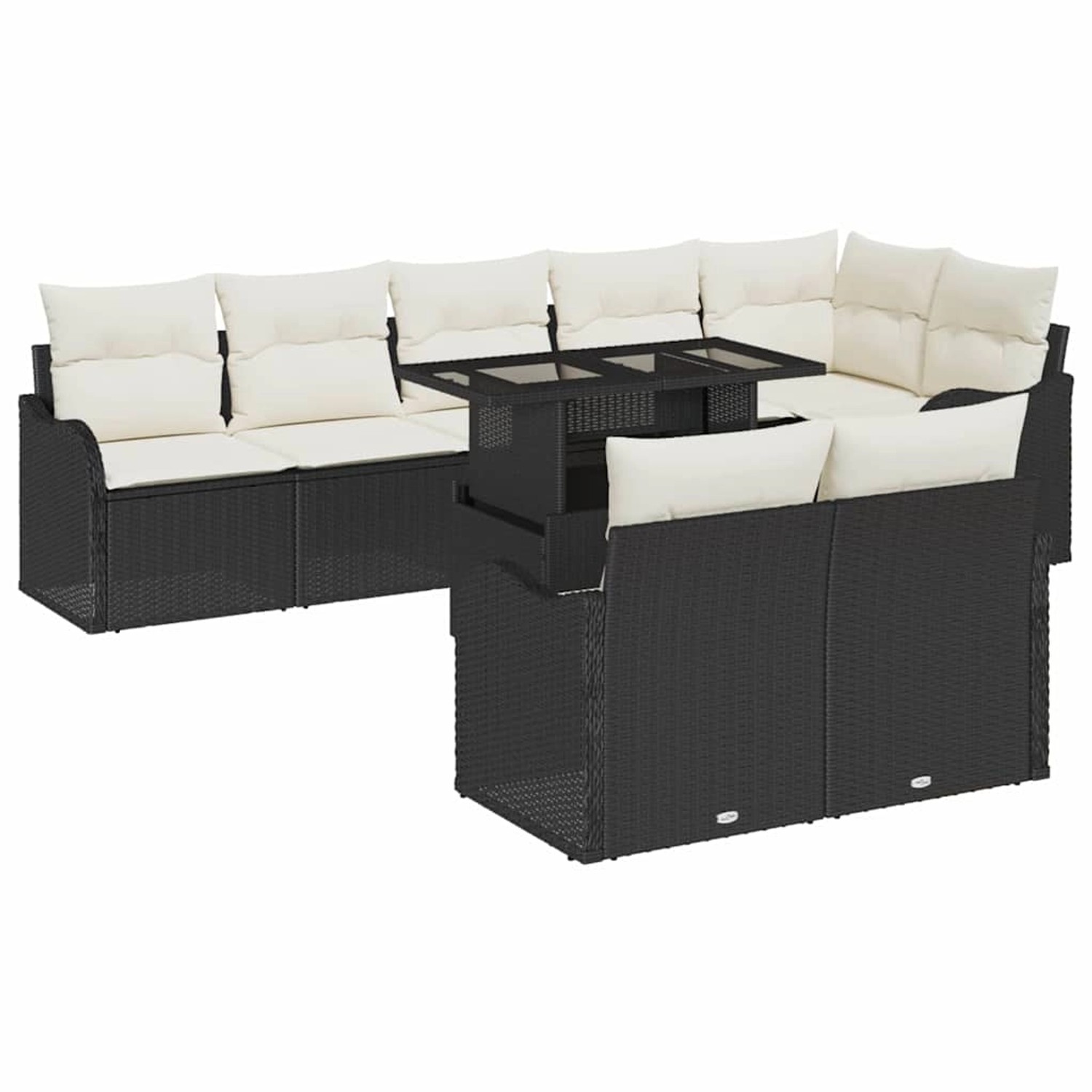 vidaXL Garten-Sofa-Set mit Kissen 9-Tlg Schwarz Poly Rattan 3348483 günstig online kaufen