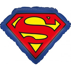 Party Factory Folienballon mit Superman Logo, rot, gelb und blau, Ø 45 cm.