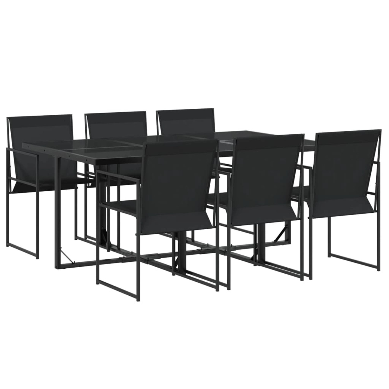 vidaXL 7-Tlg Garten-Essgruppe Schwarz Textilene 3295119 günstig online kaufen