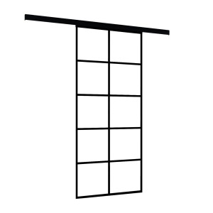 inova Glasschiebetür Klar 10 Felder 880 x 2035 mm Komplettset in Schwarz mit Stabgriff
