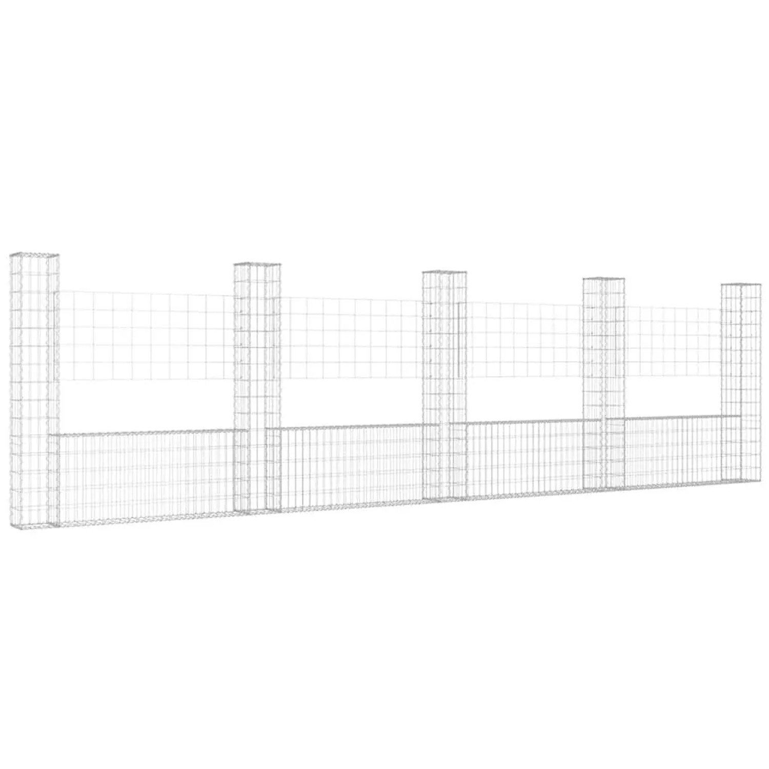 vidaXL Gabionenkorb U-Form mit 5 Säulen Eisen 500x20x150 cm 151285