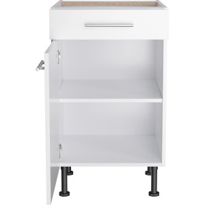 Optifit Unterschrank Bengt932, 50 cm, weiß, mit Schublade, Tür und Einlegeboden.