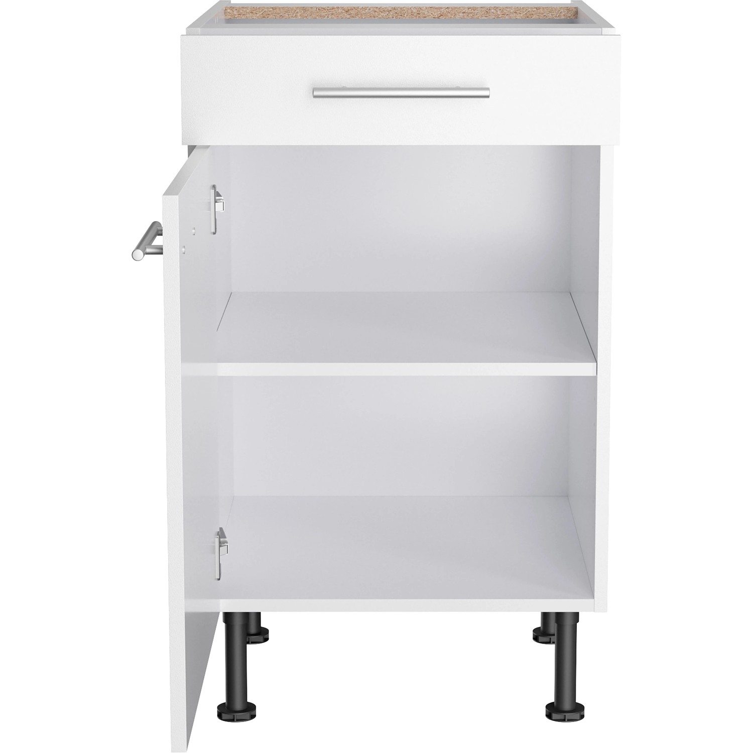 Optifit Unterschrank Bengt932, 50 cm, weiß, mit Schublade, Tür und Einlegeboden.