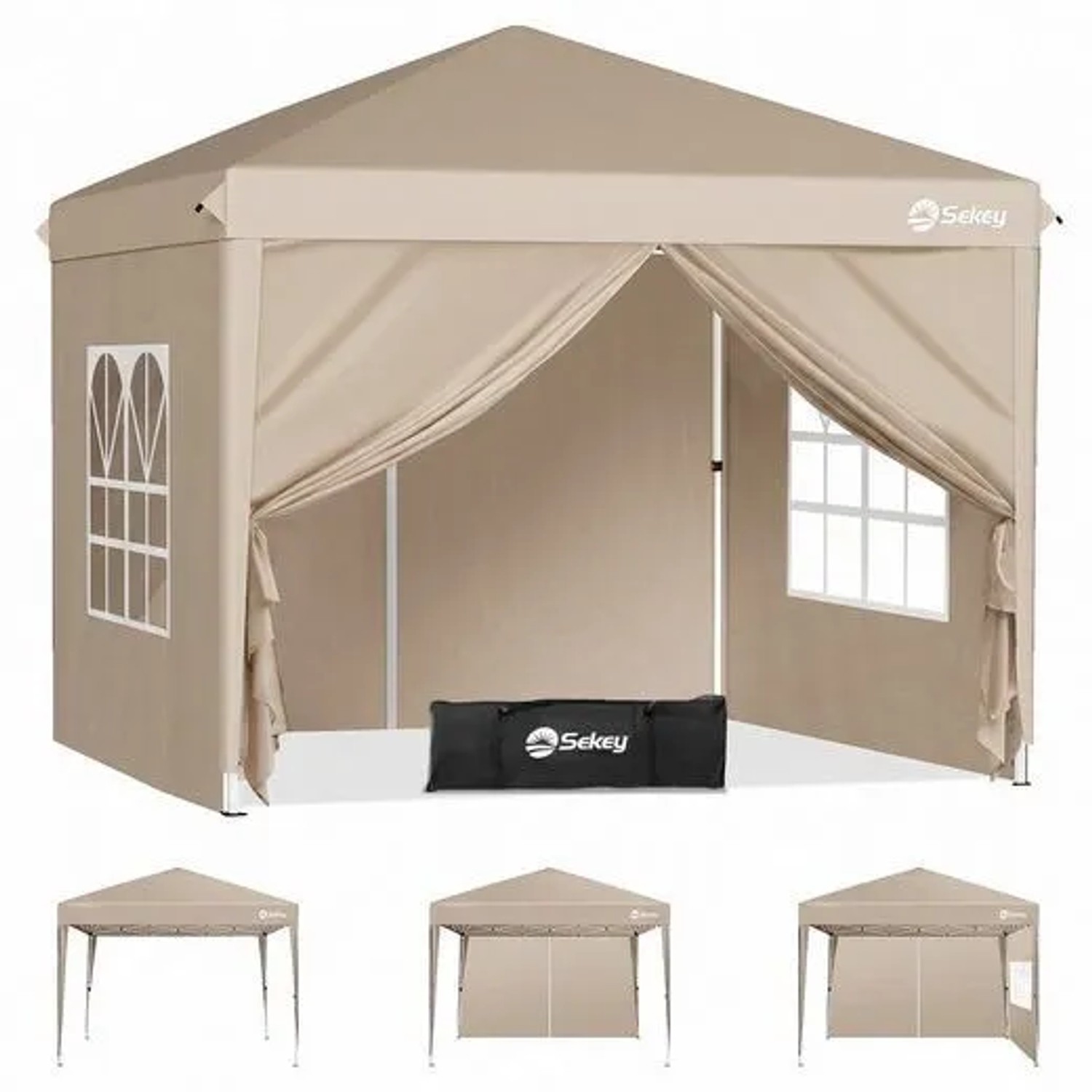 Sekey Faltpavillon 2x2 m mit 4 Seitenteilen Wasserdicht Winterfest
