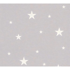 Matte, braune Kindertapete mit weißen Sternen von PROFHOME.