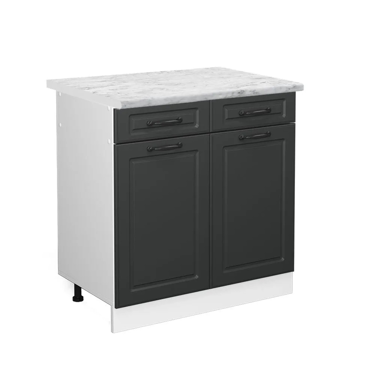 Vicco Küchenunterschrank R-Line Anthrazit Landhaus Weiß 80 cm AP Marmor