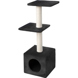 Schwarzer Ebi Kratzbaum Classic-Eco Palazzo mit Liegeflächen, Höhle und Sisalstamm.