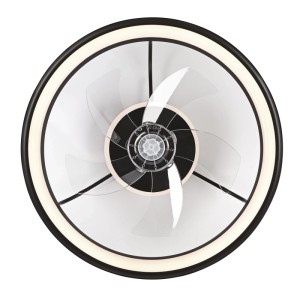 Lamkur LED-Deckenleuchte Fargo mit Ventilator, schwarz-weiß, Ø 50cm. Deckenleuchte mit Ventilator.