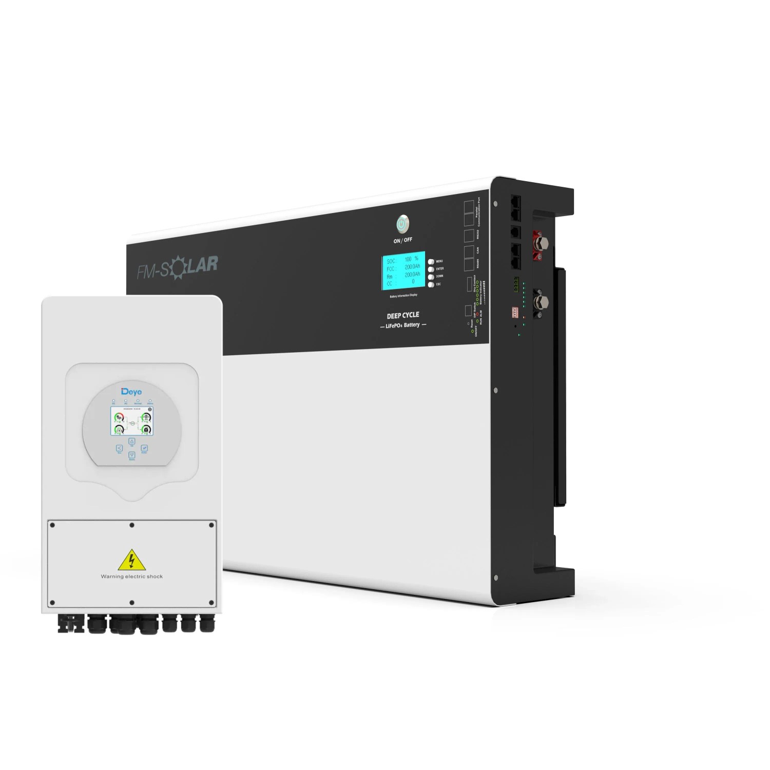 FM-SOLAR Deye 1-Phasen Hybrid-Wechselrichter On/Off-Grid 5kW PV Solar + 40kWh Wand Batterie Speicher