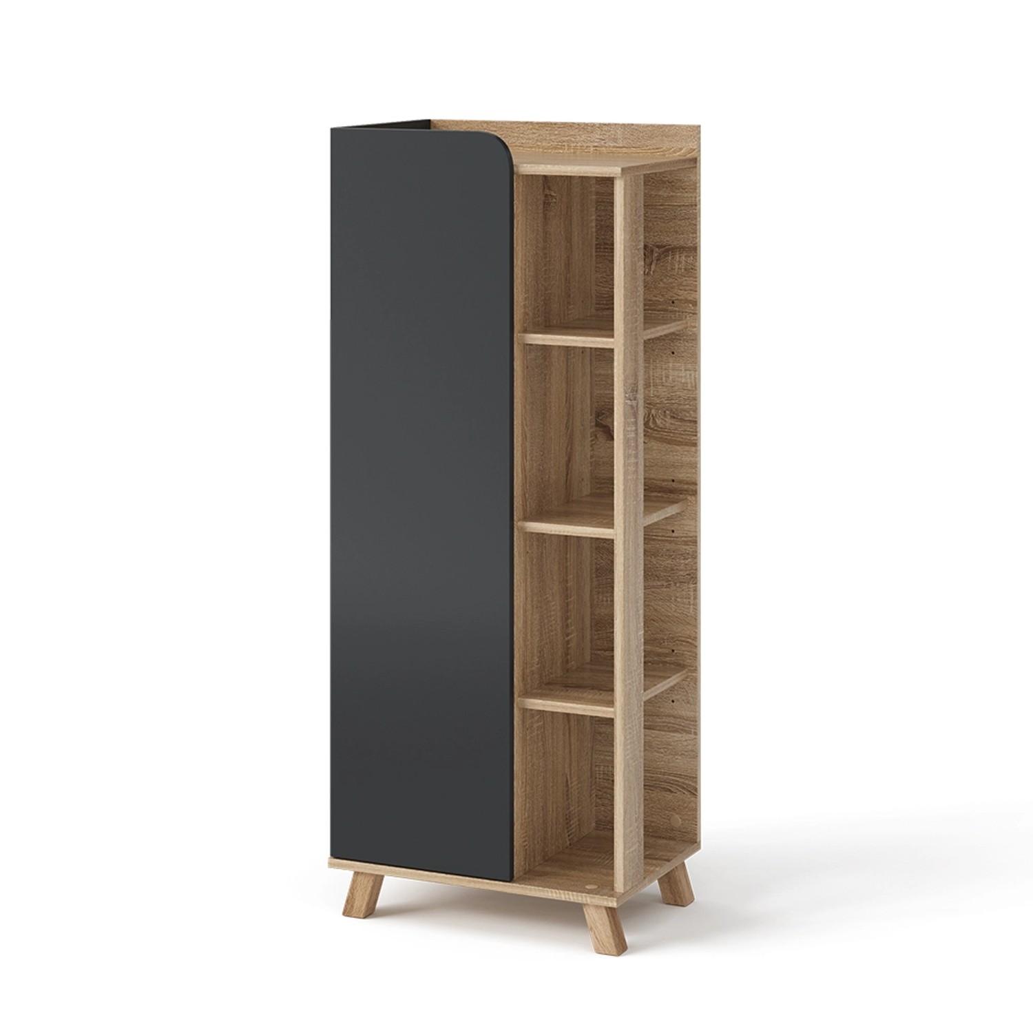 Vicco Midischrank Karen Sonoma/Anthrazit 50 x 128 cm mit Tür und Offenen Fächern