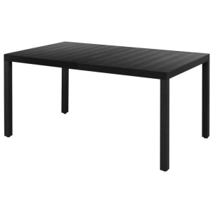 Furnicato Gartentisch, schwarz, 150x90 cm, aus Aluminium und WPC für die Garten Essgruppe.