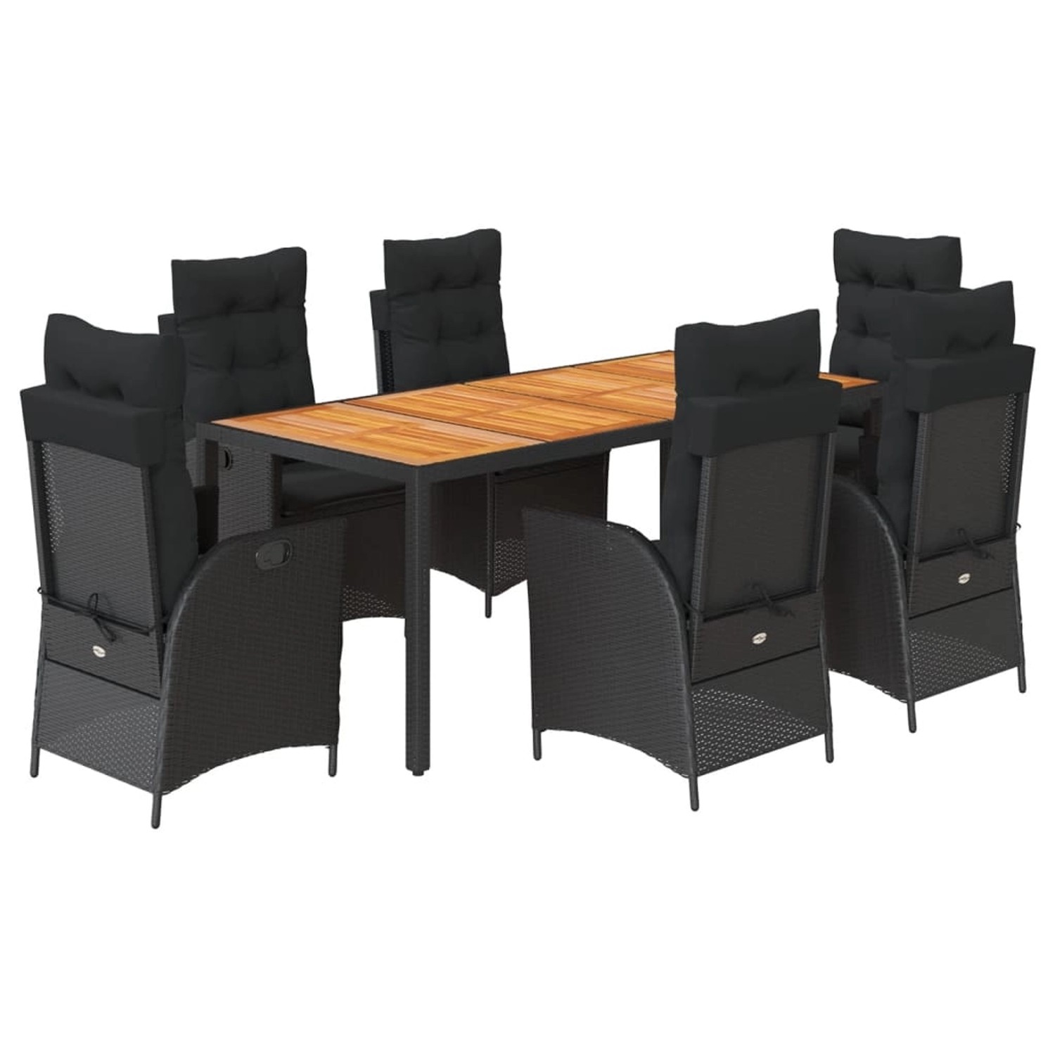 vidaXL 7-Tlg Garten-Essgruppe mit Kissen Schwarz Poly Rattan 3213100 günstig online kaufen