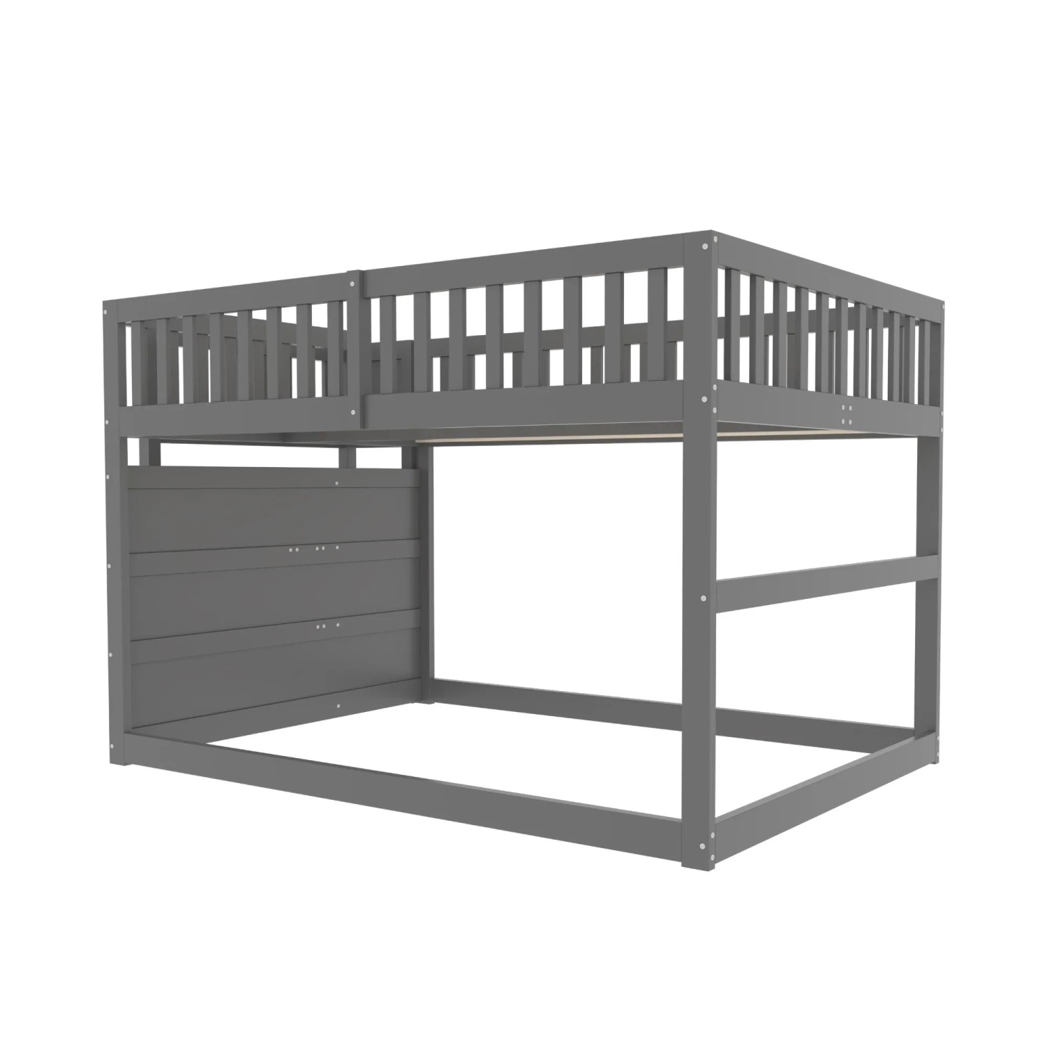 okwish Etagenbett 140x200cm mit Staufach Fallschutz Kinderzimmer Grau ohne Matratze