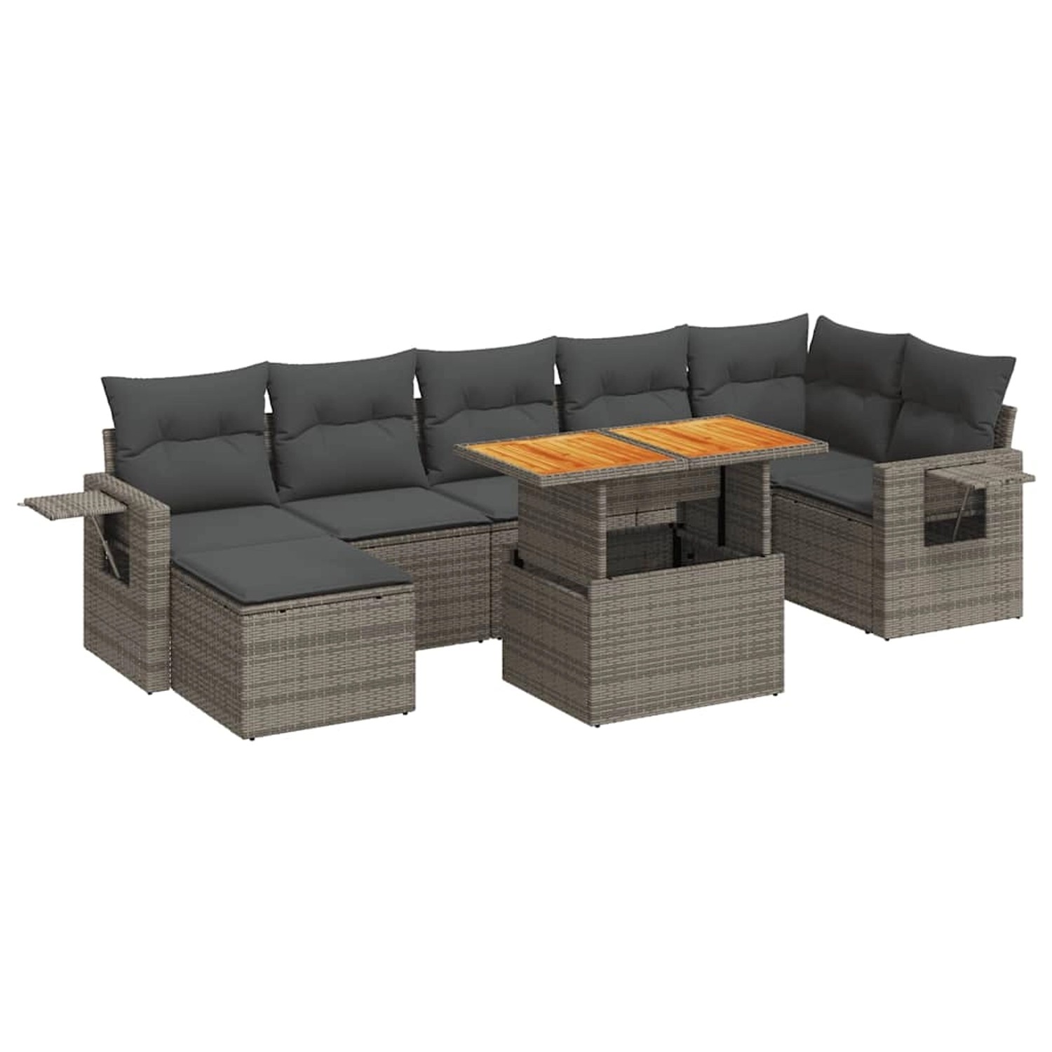 vidaXL 8-Tlg Garten-Sofagarnitur mit Kissen Grau Poly Rattan 3327182 günstig online kaufen