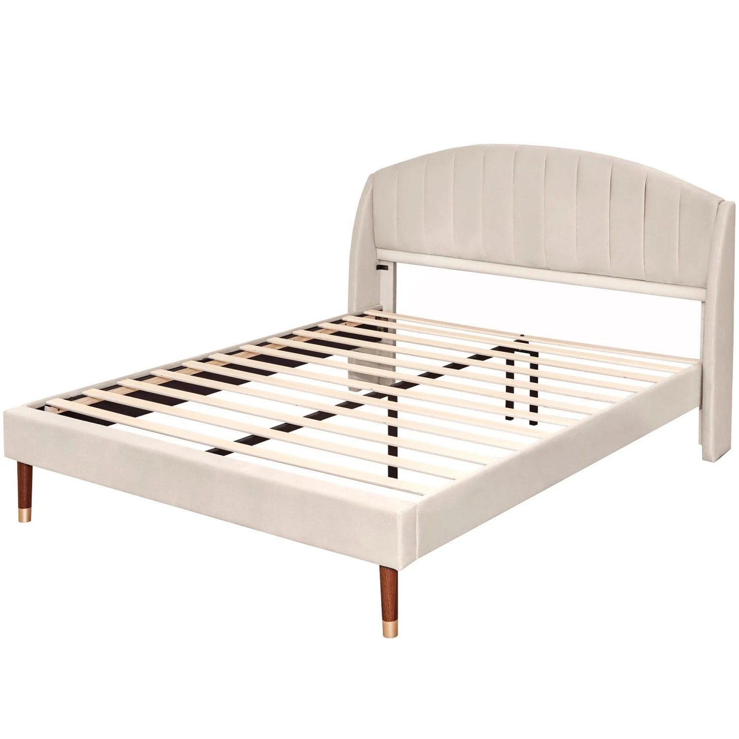 okwish Polsterbett 160×200 Jugendbett mit Lattenrost und Kopfteil ohne Matratze