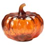 Orange Kürbis Glaslampe mit LED-Beleuchtung. Dekorative Figur für Herbst und Halloween, 15 cm.