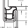 Detailzeichnung Primo Stahlzargendichtung Ferrum 911, weiße Türdichtung für Stahlzargen mit Maßen.