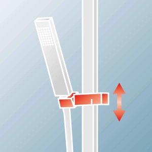 Detailaufnahme: Verstellbare Handbrause des Schulte ExpressPlus Duschsystems White Style VersionSquare.