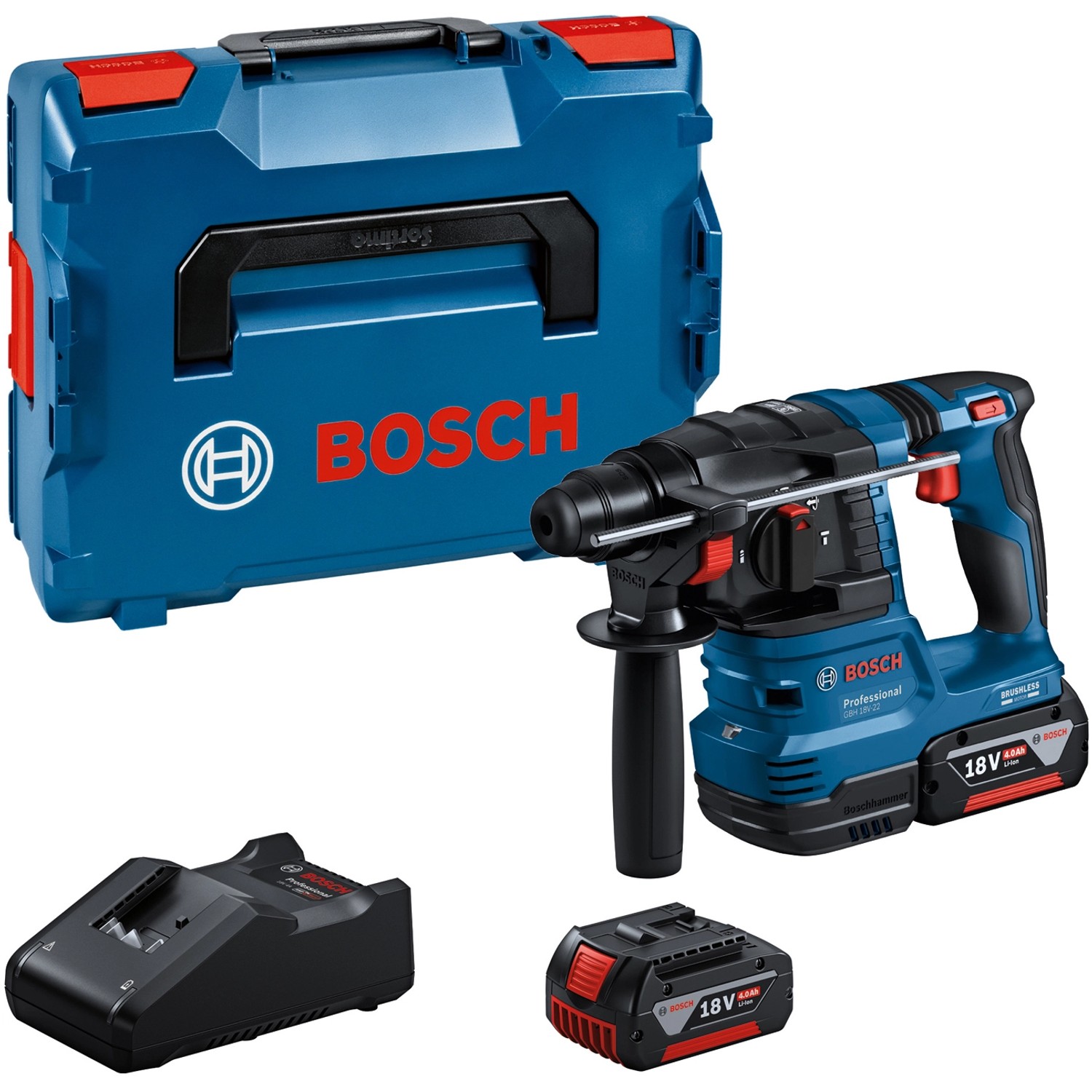 Bosch Professional Akku-Bohrhammer GBH 18V-22 mit 2x 4.0Ah Akku & GAL in L- günstig online kaufen