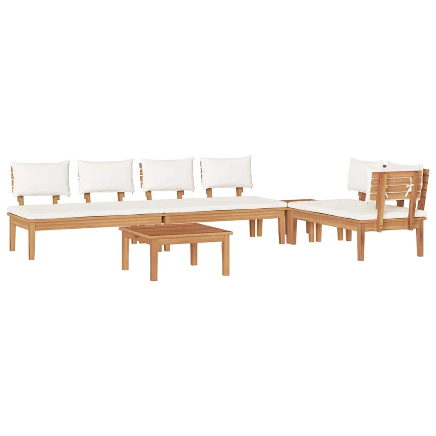 vidaXL Gartenbänke Set mit Kissen mit Speicher 5-Tlg Braun Creme 3356874