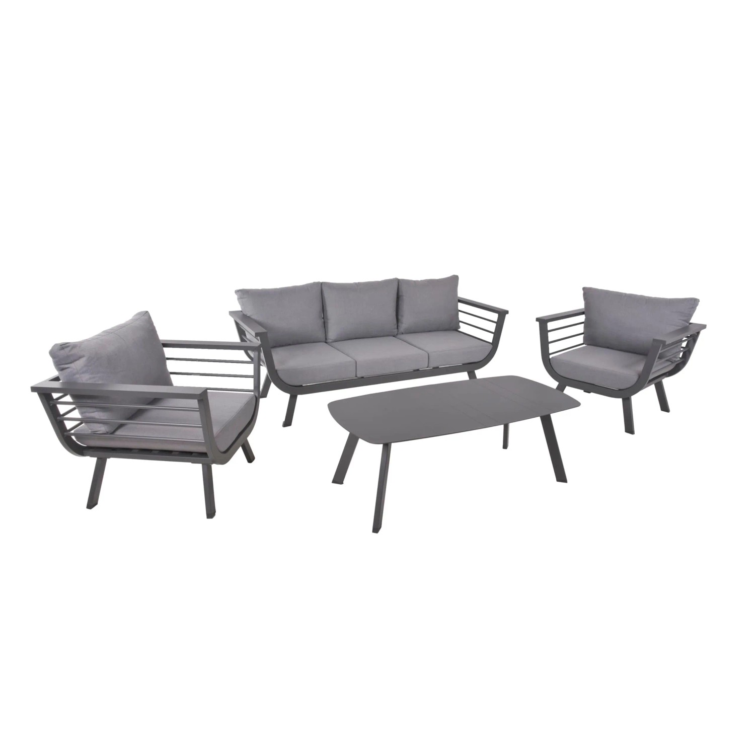 DELUKE Gartenloungeset CEDRIC 4-tlg Polyester Grau Gartenmöbel Set Garten Loungegruppe Lounge-Set Pool Loungegarnitur