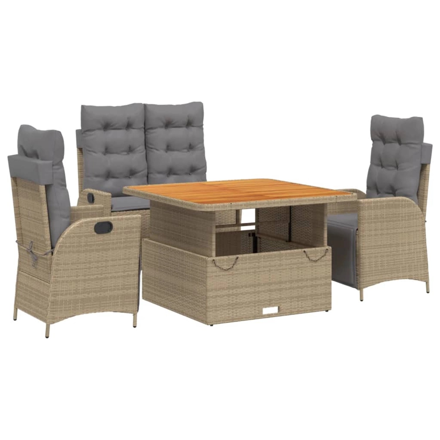 vidaXL 4-Tlg Garten-Essgruppe mit Kissen Beige Poly Rattan 3277489 günstig online kaufen