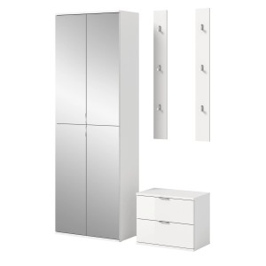 Inn.Furn Garderoben-Set 4-teilig in Weiß Hochglanz 128 cm SystemX