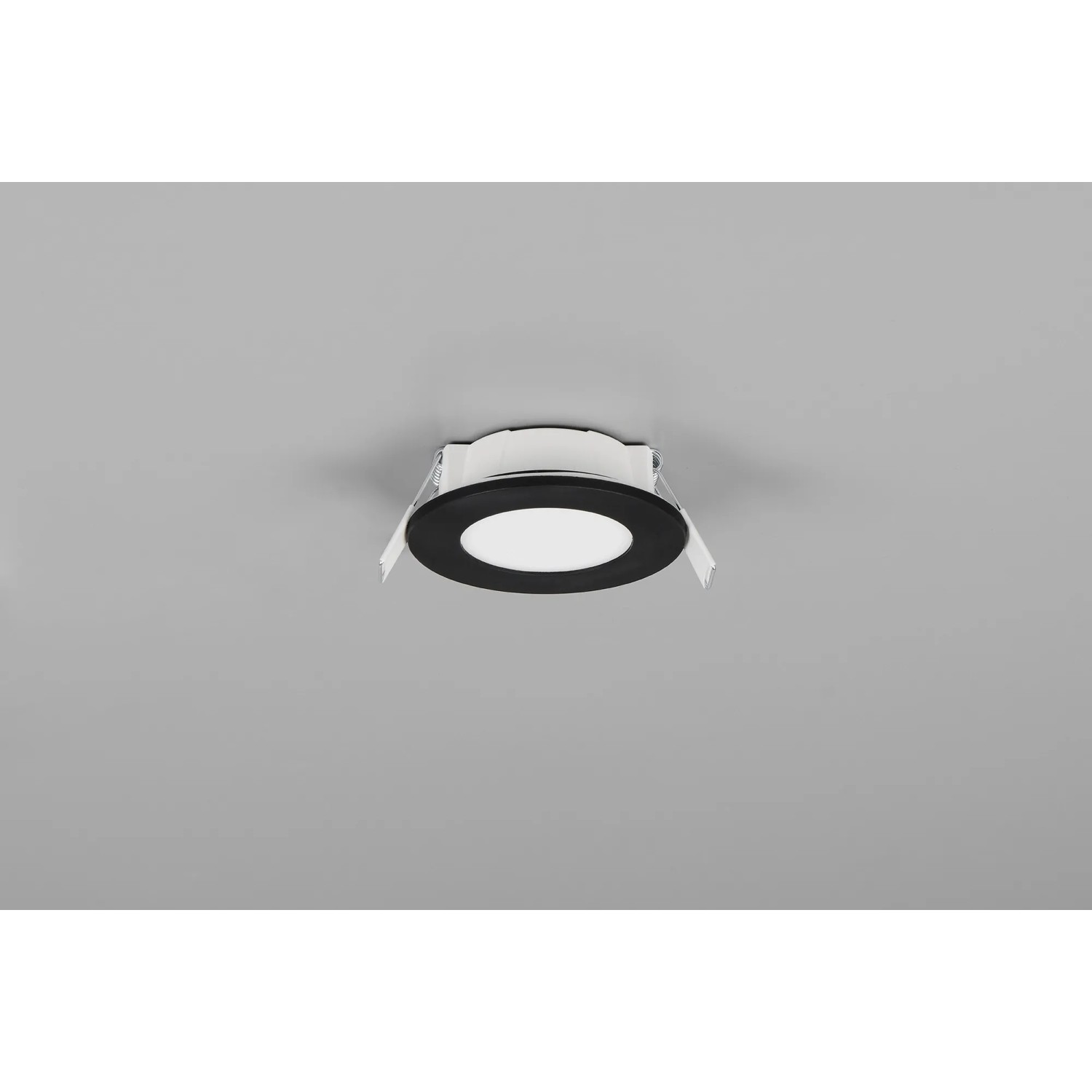 Schwarzer Trio LED Einbaustrahler Himal, 3er-Set, Ø 8,5 cm. Moderne Deckenleuchte für Innenräume.