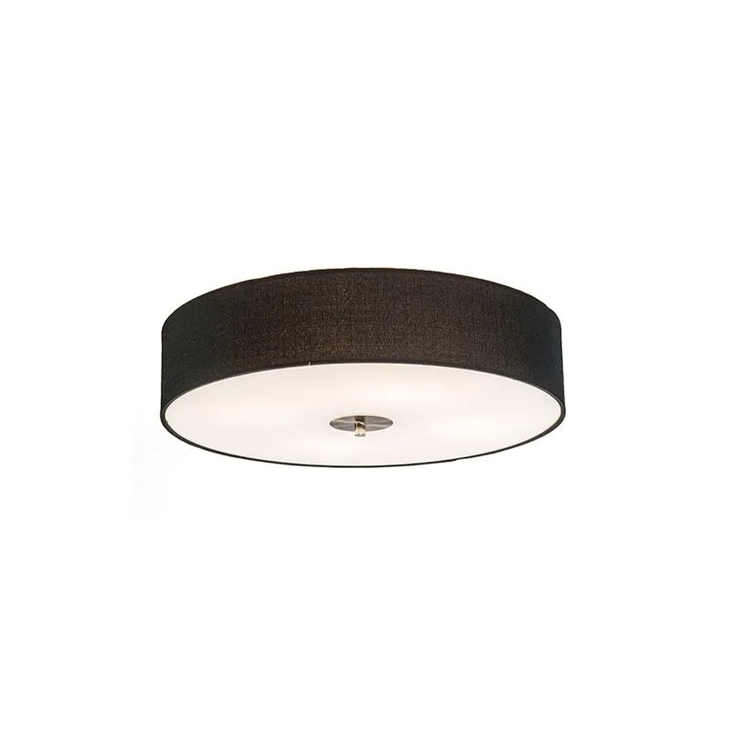 QAZQA Ländliche Deckenleuchte Schwarz 50 cm Drum Jute
