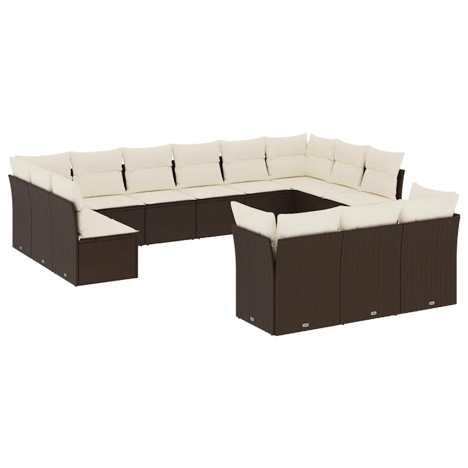 vidaXL 13-Tlg Garten-Sofagarnitur mit Kissen Braun Poly Rattan 3218453 günstig online kaufen