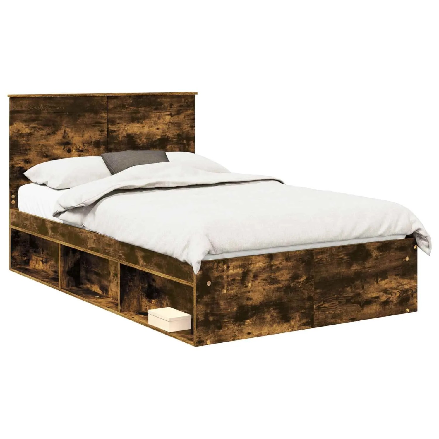 vidaXL Bettrahmen Räuchereiche 135 x 190 cm Massives Kiefernholz 3409367
