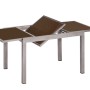 Merxx Gartentisch, rechteckig, ausziehbar, 100x75 cm, mit brauner Glasplatte und Aluminiumgestell.