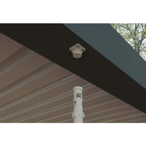 Detailaufnahme Huun Pergola Piano, anthrazit, 300x300 cm, Terrassenüberdachung mit Lamellendach.