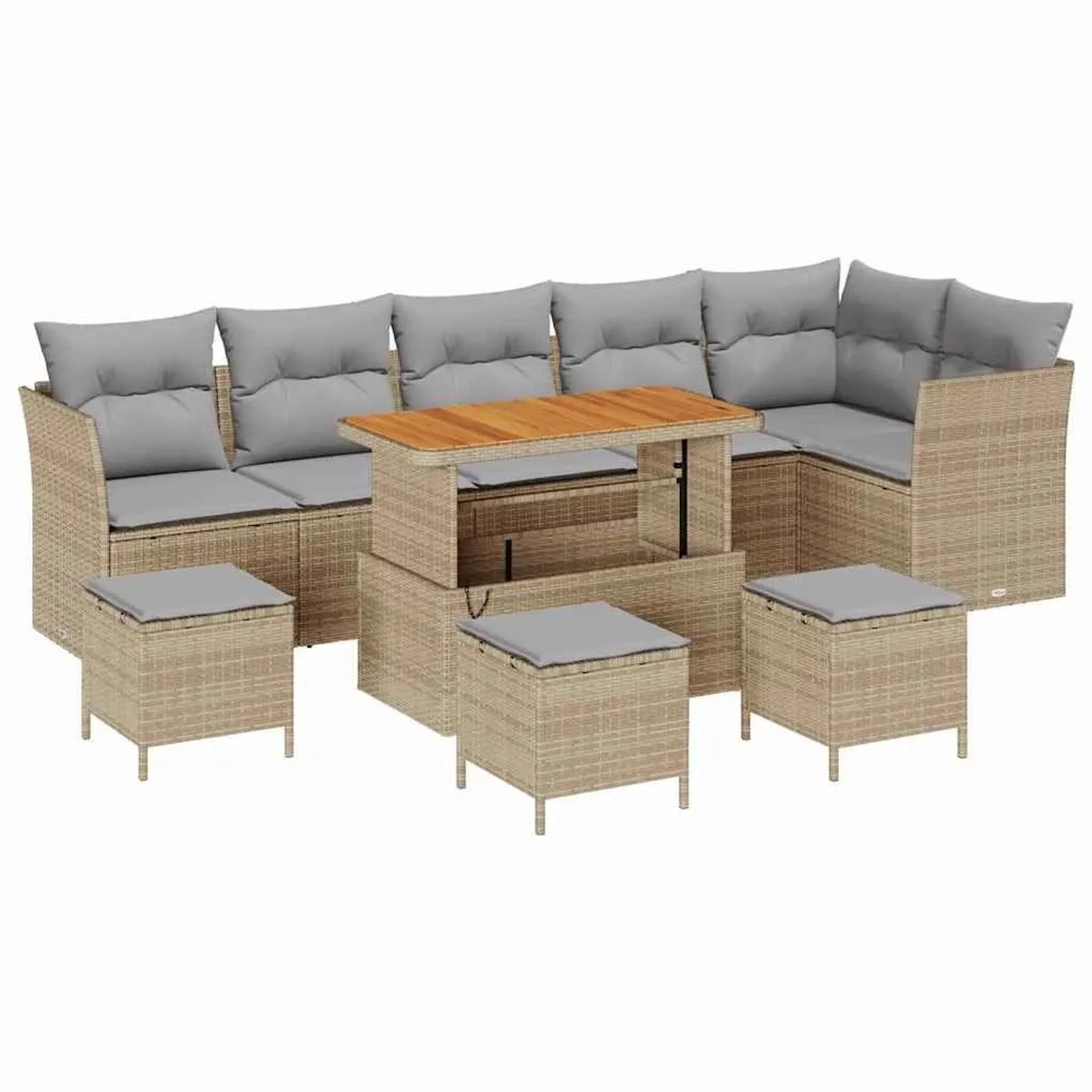 vidaXL Garten-Sofa-Set mit Kissen 10-Tlg Beige und Hellgrau 3363462