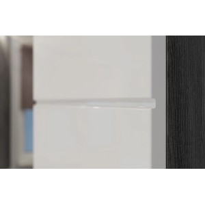 Inn.Furn Kommode Weiß Hochglanz Grau 37 cm mit Vollauszug Shawn