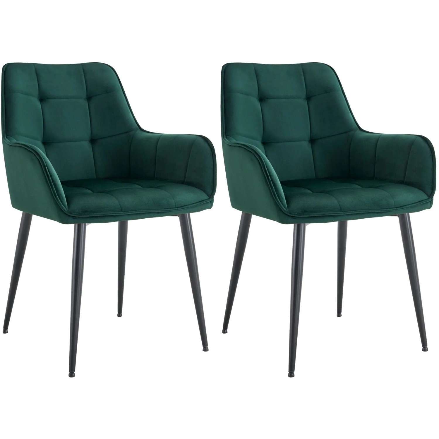 DELUKE 2er Set Esszimmerstuhl BOKEL Samt DunkelGrünfarbig 58x62x86cm Essstühle Esszimmerstühle Küchenstühle Wohnzimmerstühle