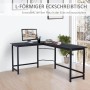 Schwarzer, höhenverstellbarer Vinsetto Computertisch in L-Form, ideal für Ecken.