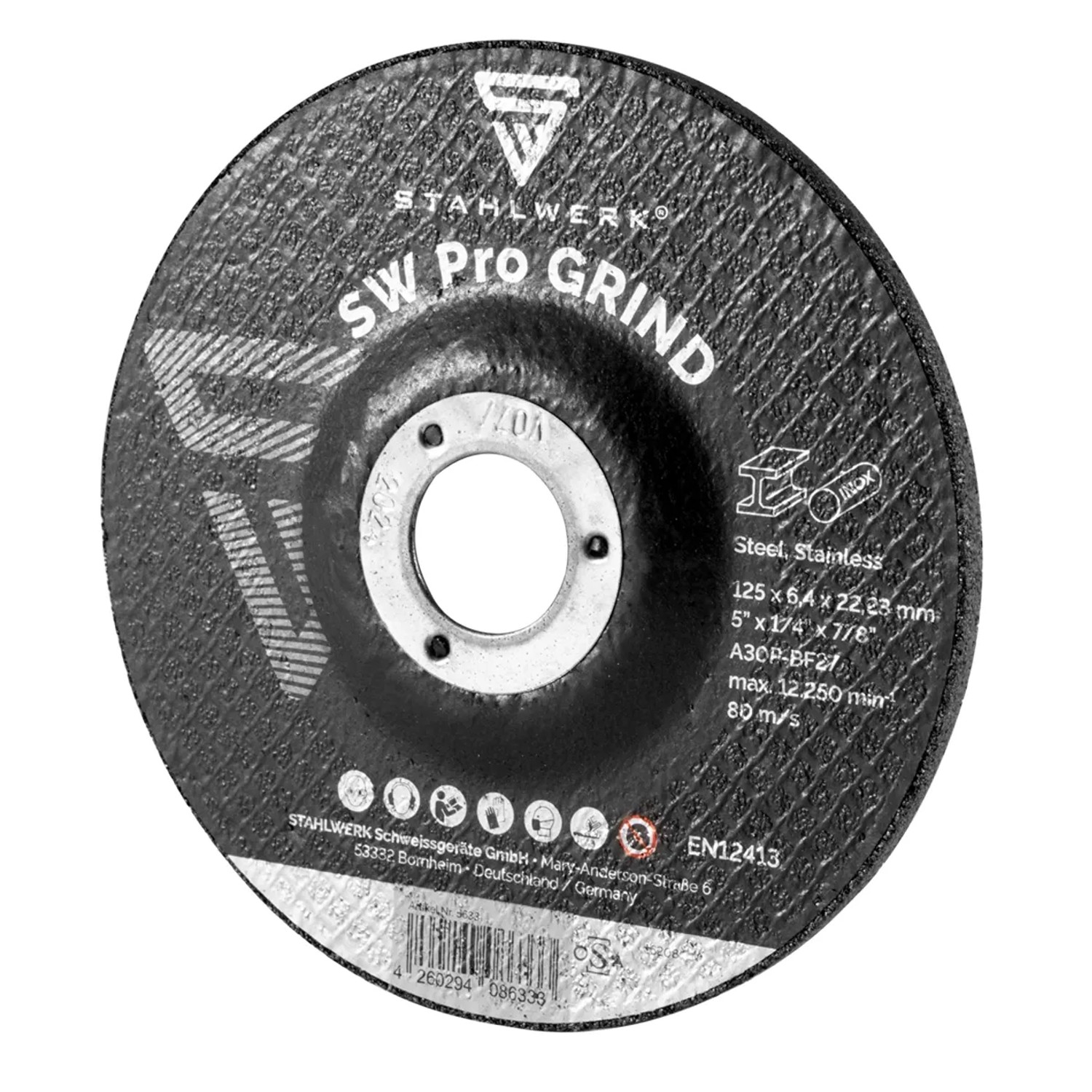 STAHLWERK Schruppscheibe SW Pro Grind, 125mm, 10er Set, zum Schleifen und Entrosten.