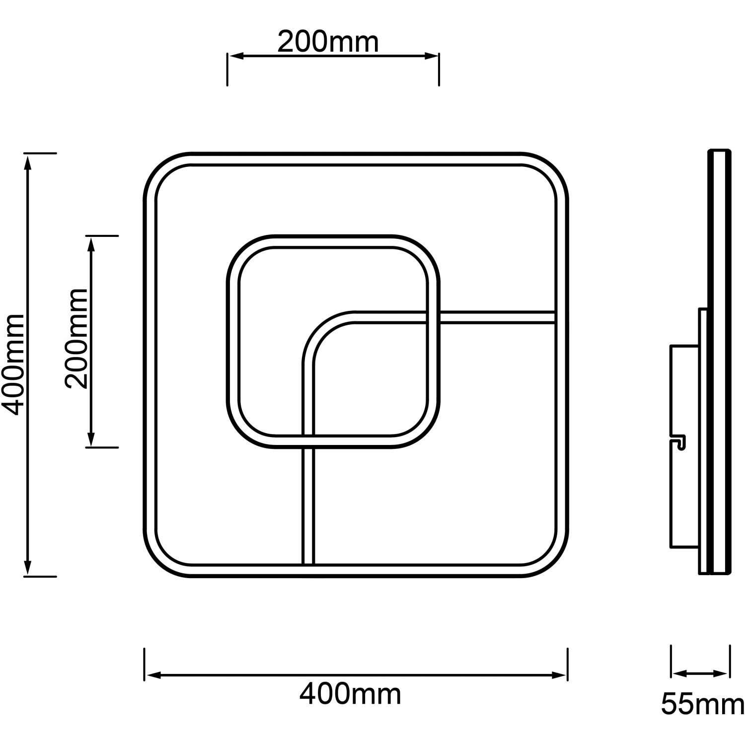 40 und cm OBI Merapi x Schwarz cm Brilliant LED-Deckenleuchte 40 Weiß bei Eckig kaufen